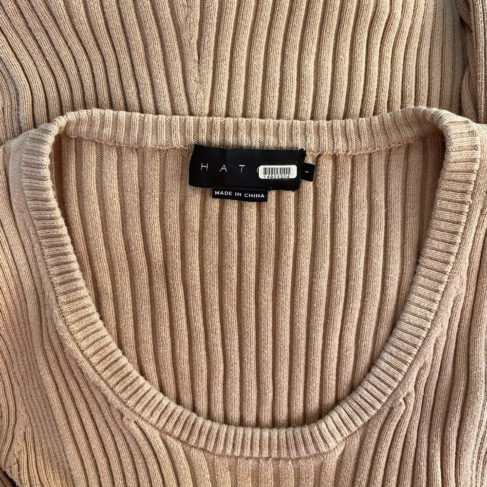 Hatch Dasha Midi Maternity Dress in Beige Rib Knit Size 1 = Small - Picture 6 of 7